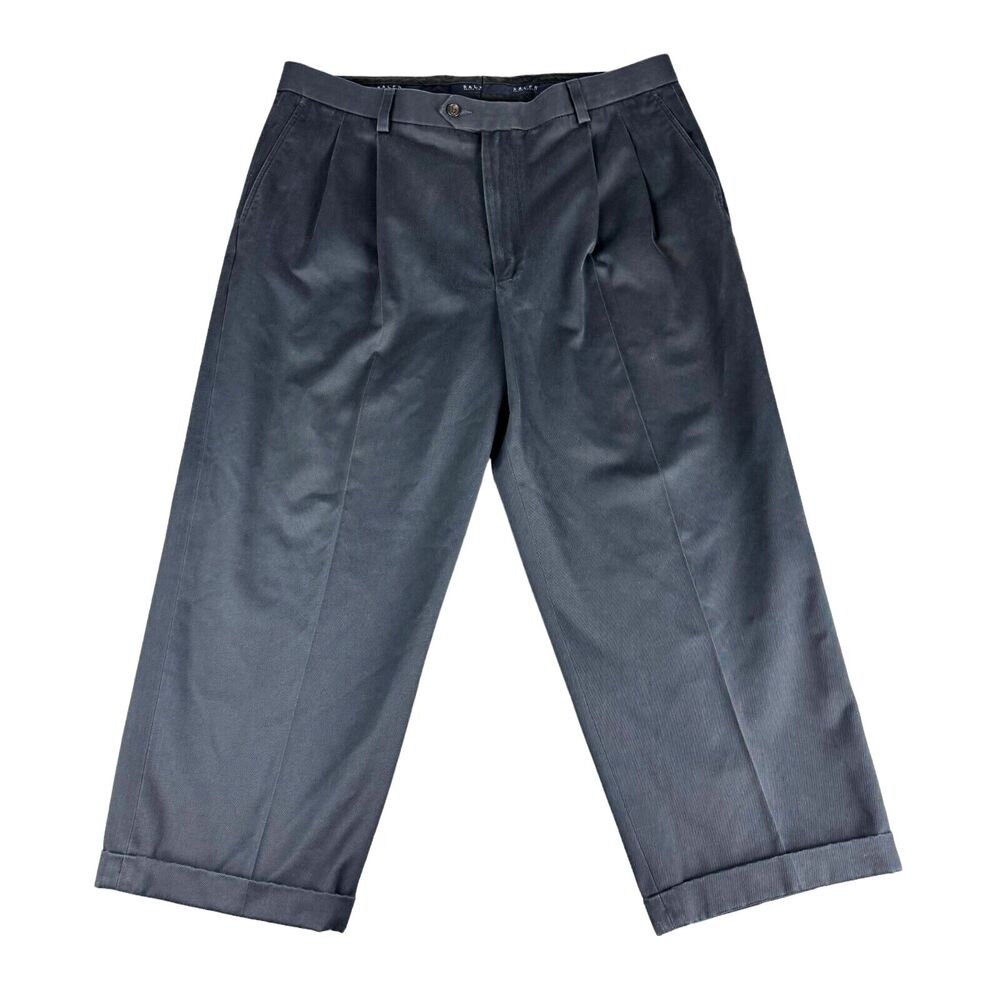 Ralph Lauren Dress Pants Men's 38x29 Black Slash Pockets Cuffed Cotton Trousers